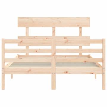 Double Solid Wood Bed Frame with Headboard - Durable & Stylish