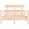 Double Solid Wood Bed Frame with Headboard - Durable & Stylish