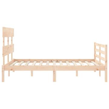 Double Solid Wood Bed Frame with Headboard - Durable & Stylish