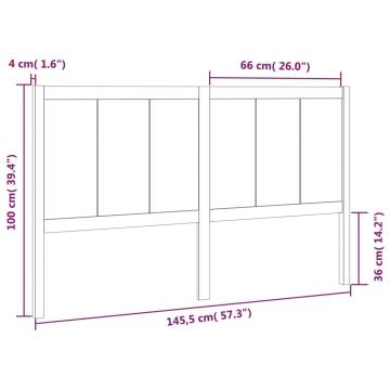 Stylish Solid Pine Wood Bed Headboard - 145.5x4x100 cm