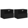 Stylish Black TV Wall Cabinets - 2 Pcs | Engineered Wood