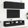 Stylish Black TV Wall Cabinets - 2 Pcs | Engineered Wood