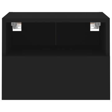 Stylish Black TV Wall Cabinets - 2 Pcs | Engineered Wood