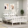 Bed Frame with Headboard White Small Double Solid Wood Colour white Size 120 x 190 cm 