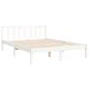 White Small Double Bed Frame with Headboard - Solid Wood