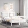 White Bed Frame with Headboard - Solid Wood 120x200 cm