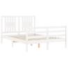 White Bed Frame with Headboard - Solid Wood 120x200 cm