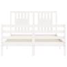 White Bed Frame with Headboard - Solid Wood 120x200 cm