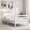 Bed Frame with Headboard White Single Solid Wood Colour white Size 90 x 190 cm 