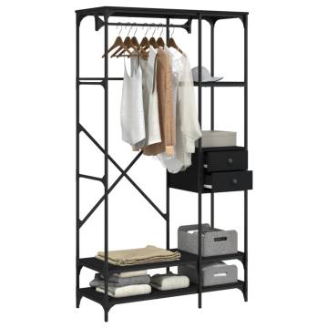 Stylish Black Wardrobe with Drawers - 100x40x180 cm