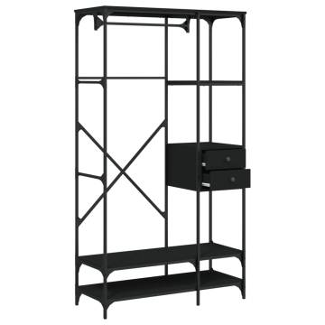 Stylish Black Wardrobe with Drawers - 100x40x180 cm