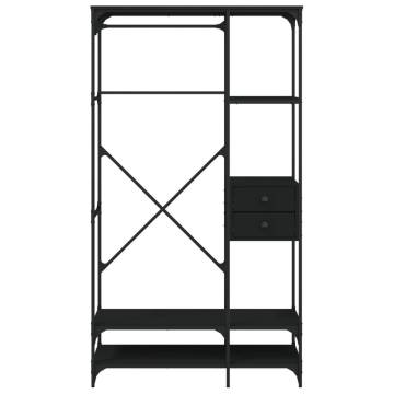 Stylish Black Wardrobe with Drawers - 100x40x180 cm