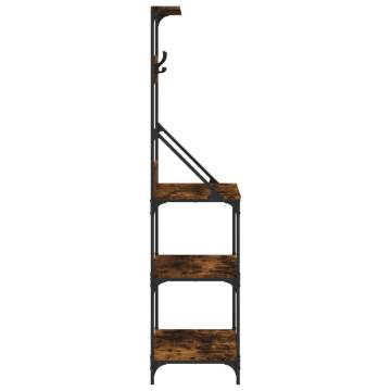 Baker's Rack with Hooks - 4-Tier Smoked Oak Storage Solution