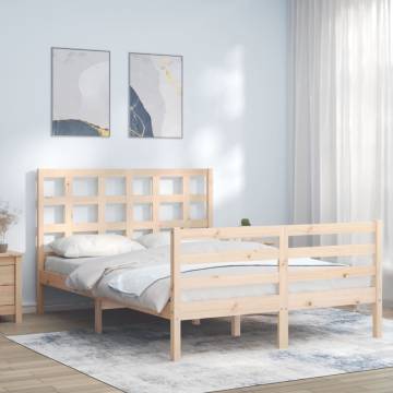 Solid Wood Double Bed Frame with Headboard | Hipo Market