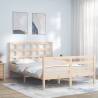 Bed Frame with Headboard Double Solid Wood Colour natural Size 135 x 190 cm 