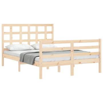 Solid Wood Double Bed Frame with Headboard | Hipo Market