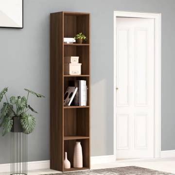 Brown Oak Book Cabinet - 5-Tier Storage Solution | HipoMarket