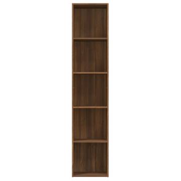 Brown Oak Book Cabinet - 5-Tier Storage Solution | HipoMarket