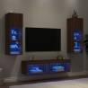 6 Piece TV Wall Units with LED Brown Oak Engineered Wood Colour brown oak Quantity in Package 6 