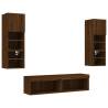 6 Piece TV Wall Units with LED - Brown Oak Engineered Wood