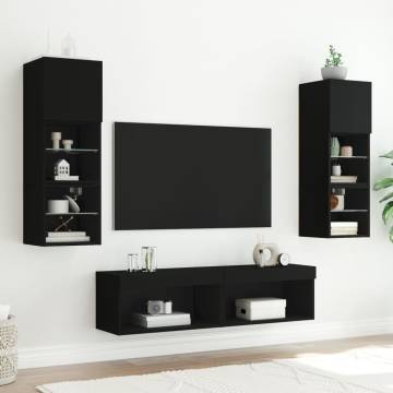 6 Piece TV Wall Units with LED - Stylish Black Design