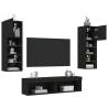 6 Piece TV Wall Units with LED - Stylish Black Design