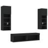 6 Piece TV Wall Units with LED - Stylish Black Design