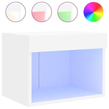 Wall-Mounted White Bedside Cabinets with LED Lights - 2 pcs