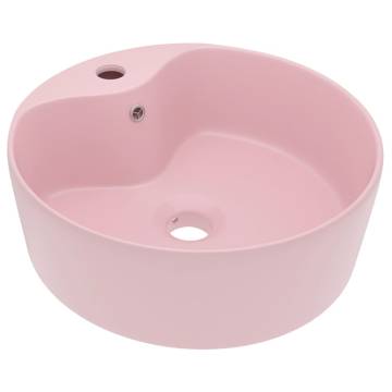 Luxury Matt Pink Ceramic Wash Basin - 36x13 cm