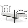 Classic Black Metal Bed Frame with Headboard & Footboard 90x200cm