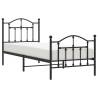 Classic Black Metal Bed Frame with Headboard & Footboard 90x200cm