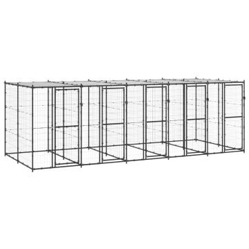 Outdoor Dog Kennel Steel with Roof | 12.1 m² | HipoMarket