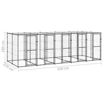 Outdoor Dog Kennel Steel with Roof | 12.1 m² | HipoMarket