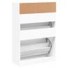 Shoe Cabinet with 2 Flip-Drawers - White, 80x34x116 cm