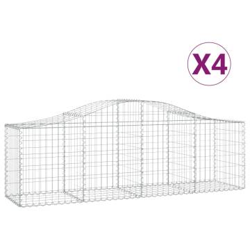 Arched Gabion Baskets - 4 pcs Galvanised Iron | HipoMarket UK