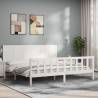 White Super King Bed Frame with Headboard - Solid Pine Wood