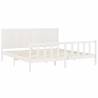 White Super King Bed Frame with Headboard - Solid Pine Wood