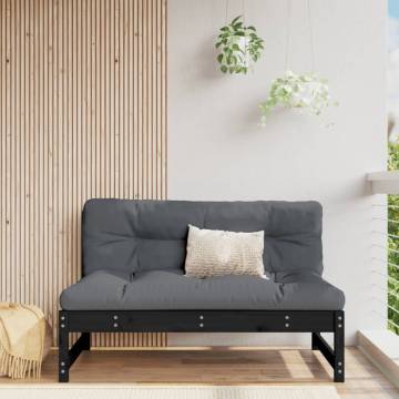 Garden Middle Sofa Black 120x80 cm - Solid Pine Wood