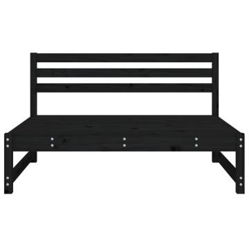 Garden Middle Sofa Black 120x80 cm - Solid Pine Wood