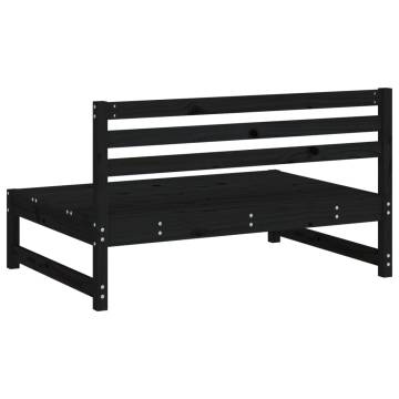 Garden Middle Sofa Black 120x80 cm - Solid Pine Wood