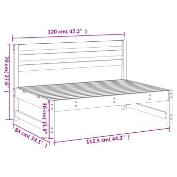 Garden Middle Sofa Black 120x80 cm - Solid Pine Wood