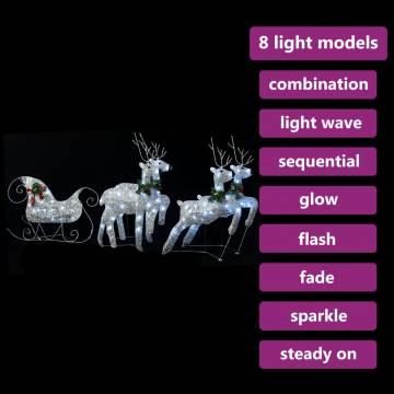 Reindeer & Sleigh Christmas Decoration | 100 LEDs Outdoor Silver