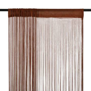 Brown String Curtains 2 pcs 140x250 cm | Hipomarket UK