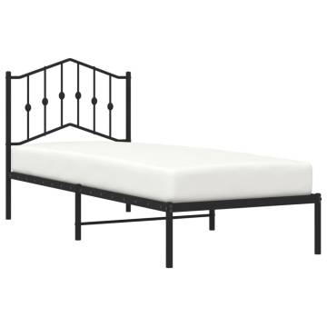 Black Metal Bed Frame with Headboard - 90x190 cm Single