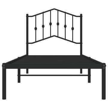 Black Metal Bed Frame with Headboard - 90x190 cm Single