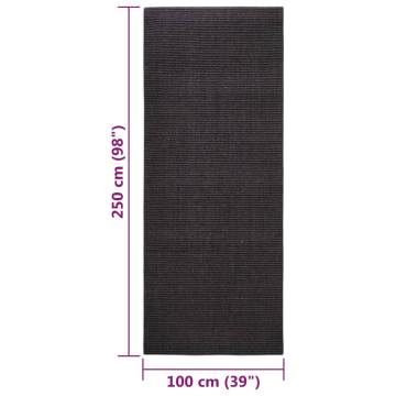 Natural Sisal Rug 100x250 cm Black | Durable & Stylish