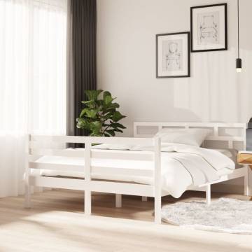 White Solid Pine Bed Frame 140x190 cm - Stylish & Durable