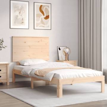 Solid Wood Bed Frame with Headboard - 90x200 cm | HipoMarket