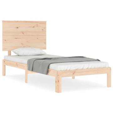 Solid Wood Bed Frame with Headboard - 90x200 cm | HipoMarket