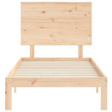 Solid Wood Bed Frame with Headboard - 90x200 cm | HipoMarket